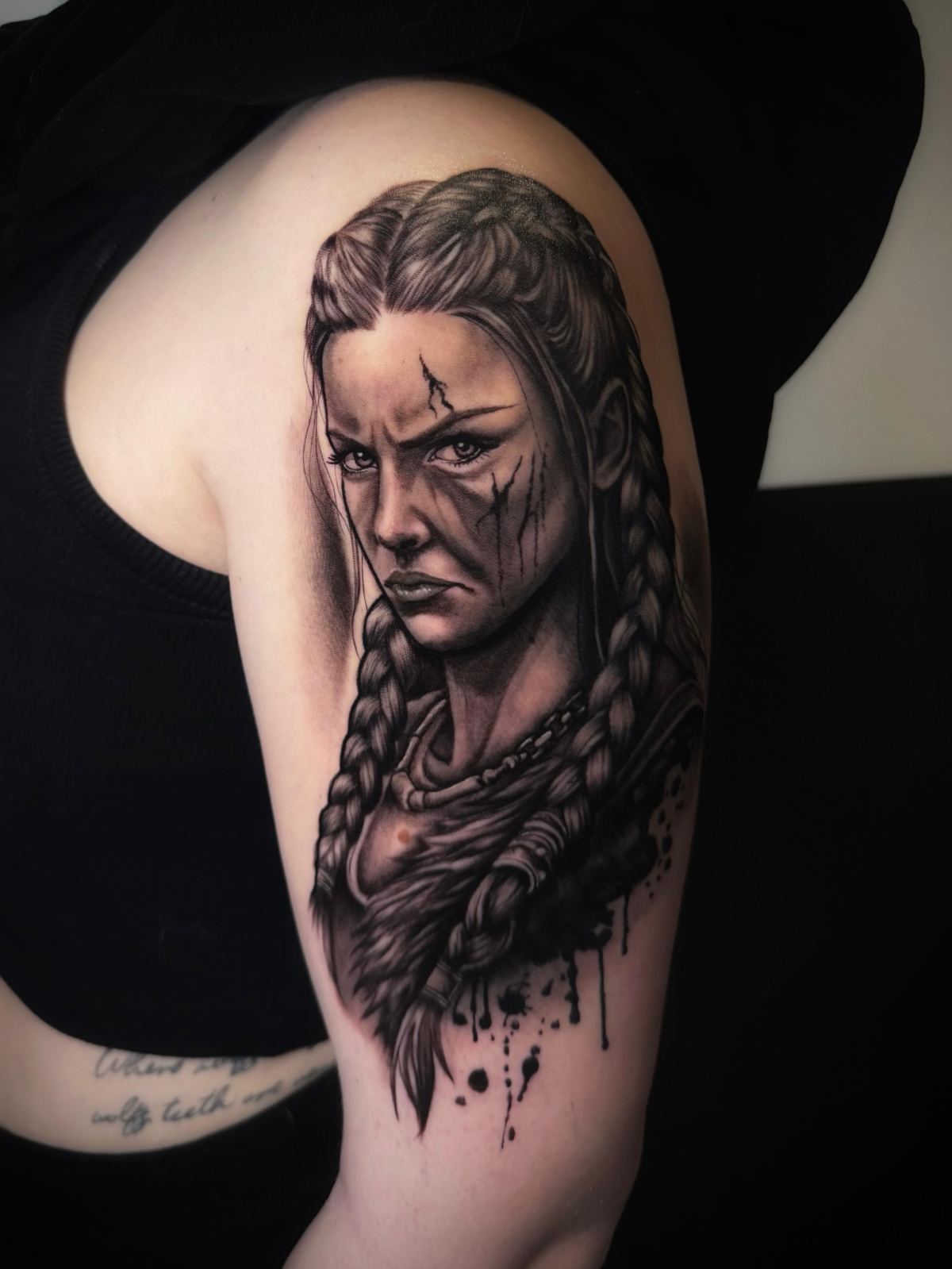 Realistic Viking warrior tattoo